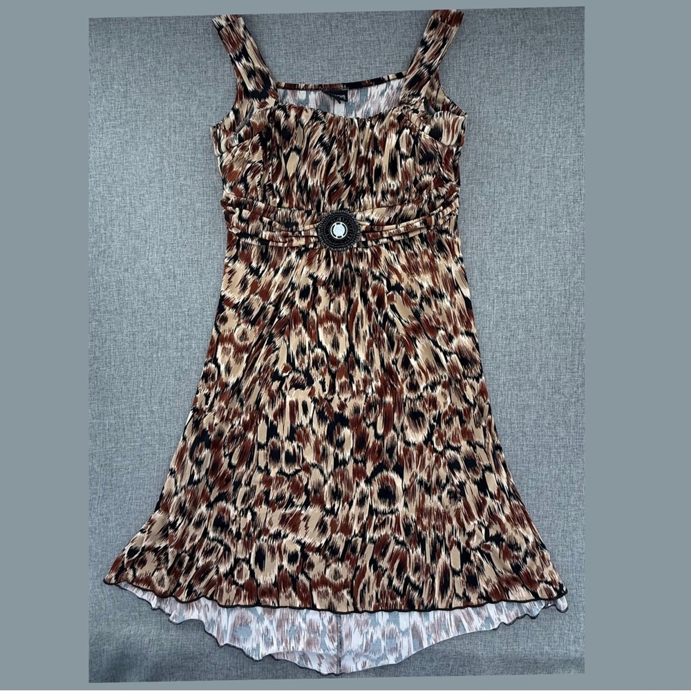 En Focus A-Line Dress Sleeveless Pullover Size10 Beaded Waist Detail Square Neck